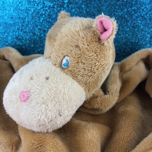 Hippo Hippopotame Doudou Lovey Peluche Plush Plat Carré Blanc USED 8" Security - Picture 3 of 12